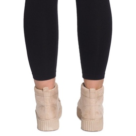 Stivali Creepers alti sulla piattaforma beige WQ-001 1