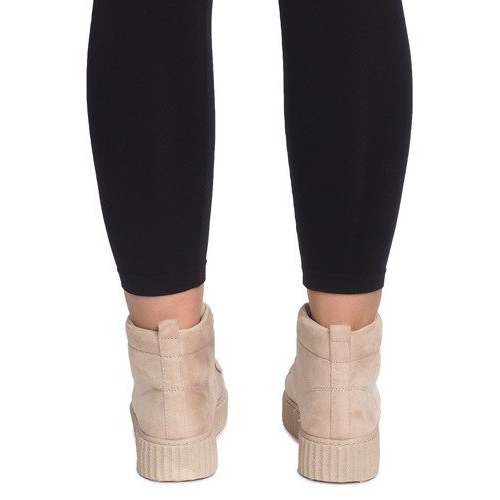 Stivali Creepers alti sulla piattaforma beige WQ-001 1