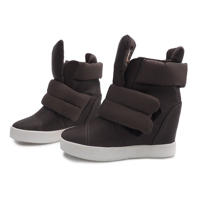 Scarpe da ginnastica calde con zeppa 01-3 Kaki verde 1