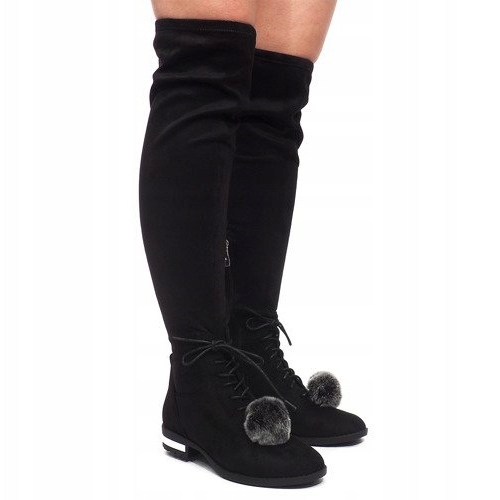 Stivali Scamosciati Pompon G-41 Nero 1