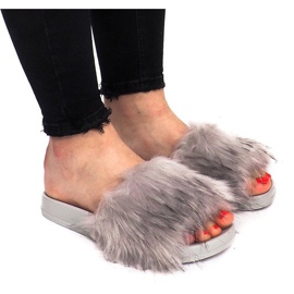 Pantofole Con Pelliccia HN51-5 Grigie grigio 2
