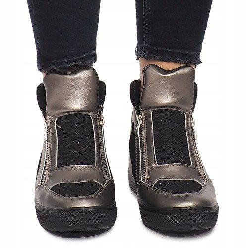 Sneakers con zeppa TL020-3 nero grigio 1