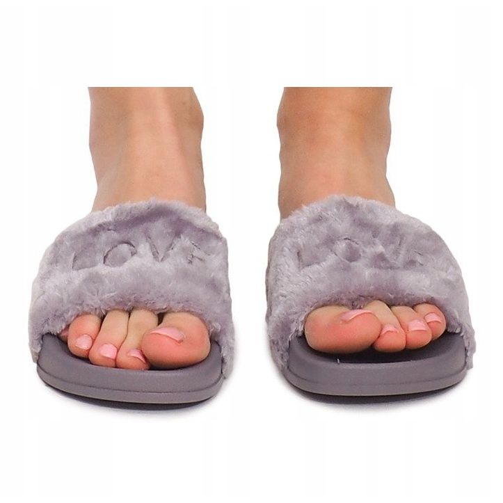 Pantofole Con Pelliccia Love HN02-9 Grigie grigio 1