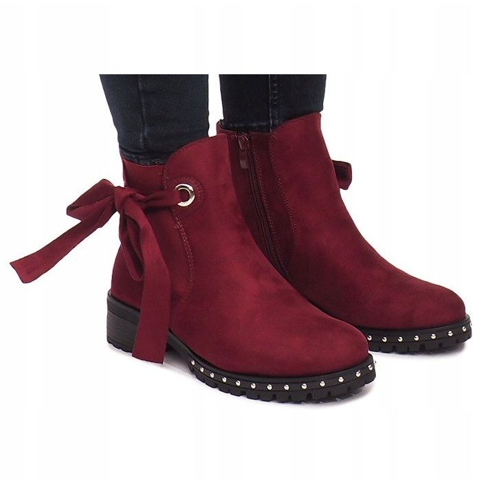 Stivali in pelle scamosciata DR1798-64 Borgogna rosso 2
