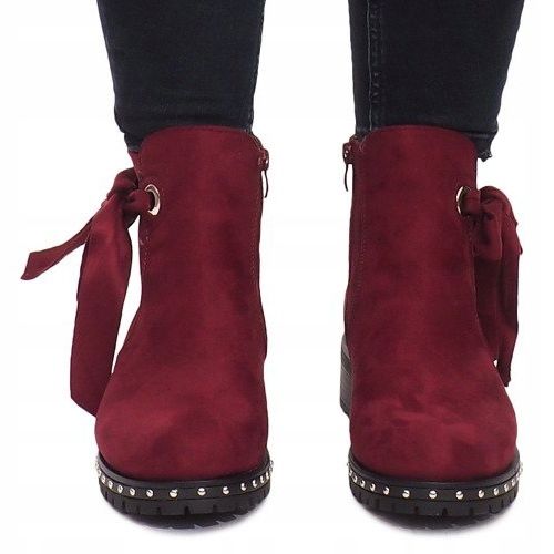 Stivali in pelle scamosciata DR1798-64 Borgogna rosso 1