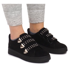 Sneakers Con Velcro Con Paillettes AB-3 Nero 2