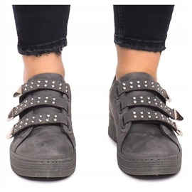 Sneakers Con Velcro Con Paillettes AB-3 Grigio 1