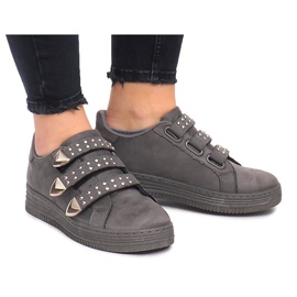 Sneakers Con Velcro Con Paillettes AB-3 Grigio 2