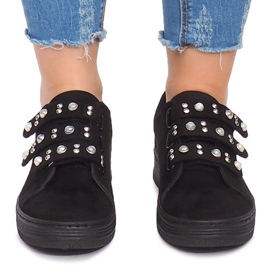 Sneakers Con Perle In Velcro 16-581 Nere nero 1