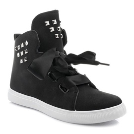 Stivaletti e fiocchi in pelle scamosciata TL0149-2 Nero 1