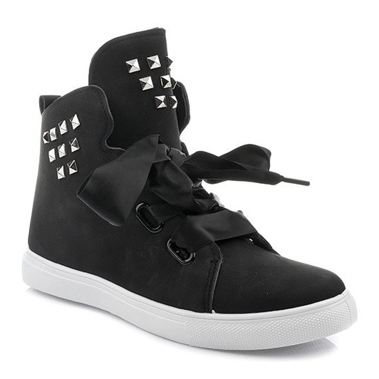 Stivaletti e fiocchi in pelle scamosciata TL0149-2 Nero 1