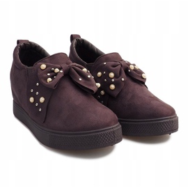 Sneakers con zeppa grigie 6186 marrone 1