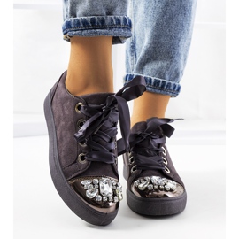 Sneakers riccamente decorate 6192 grigie grigio 1