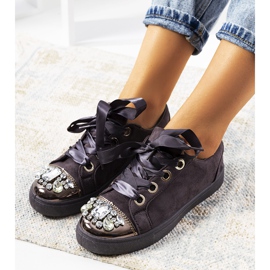 Sneakers riccamente decorate 6192 grigie grigio 2