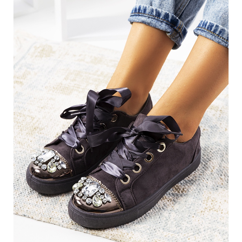 Sneakers riccamente decorate 6192 grigie grigio 2