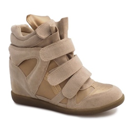 Sneakers con zeppa R9686 Beige 1