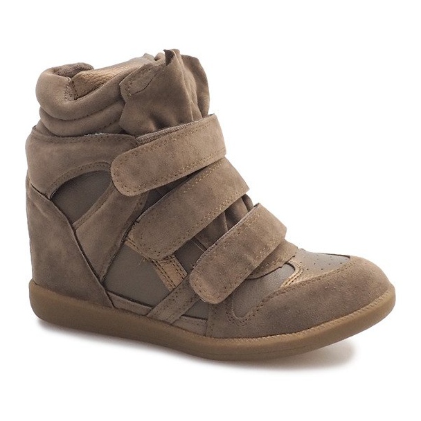 Sneakers con zeppa R9686 Cachi multicolore verde 1