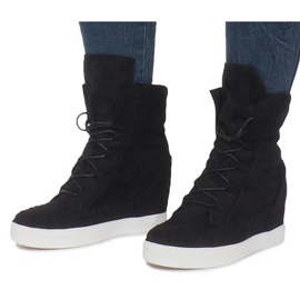 Sneakers con zeppa indiana in pelle scamosciata nera nero 1