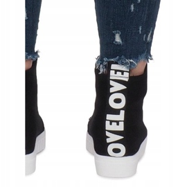 Sneakers con zeppa in tessuto nero Love 1