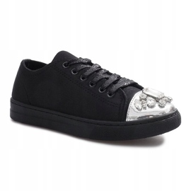 Sneakers decorate con diamanti neri nero 1