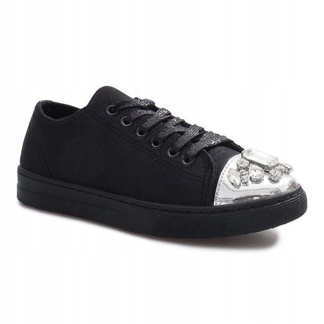 Sneakers decorate con diamanti neri nero 1