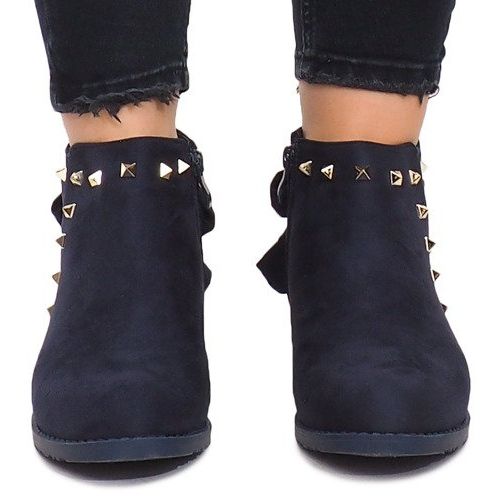 Stivali in camoscio con cerniera LL-168 Blu navy 1
