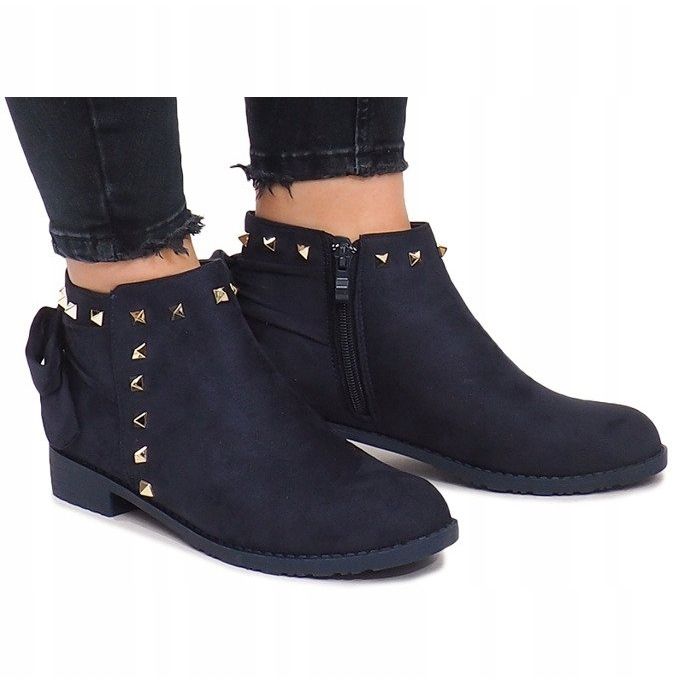 Stivali in camoscio con cerniera LL-168 Blu navy 2