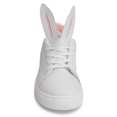 Sneakers bianche con orecchie da coniglio bianco 1