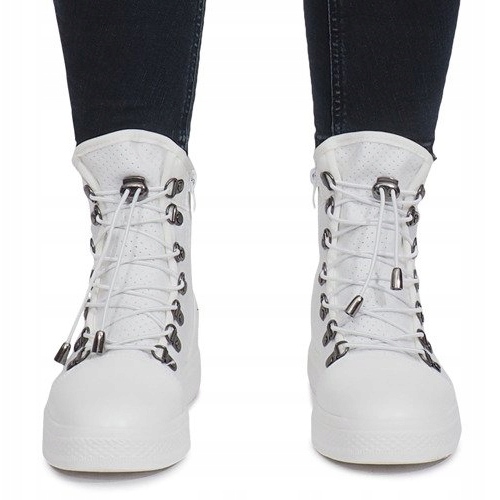 Sneakers bianche traforate sulla zeppa Mathilde bianco 1