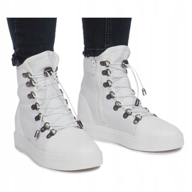 Sneakers bianche traforate sulla zeppa Mathilde bianca 2