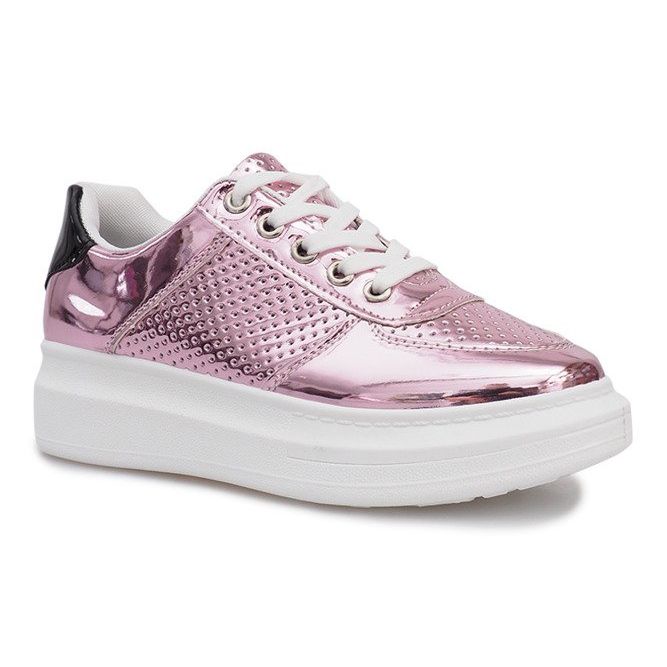 Sneakers traforate laccate rosa Adele nero 1