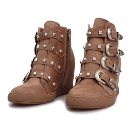 Sneakers in camoscio rosa con fibbie Maya marrone 2