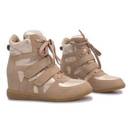 Sneakers con zeppa beige 1628 1