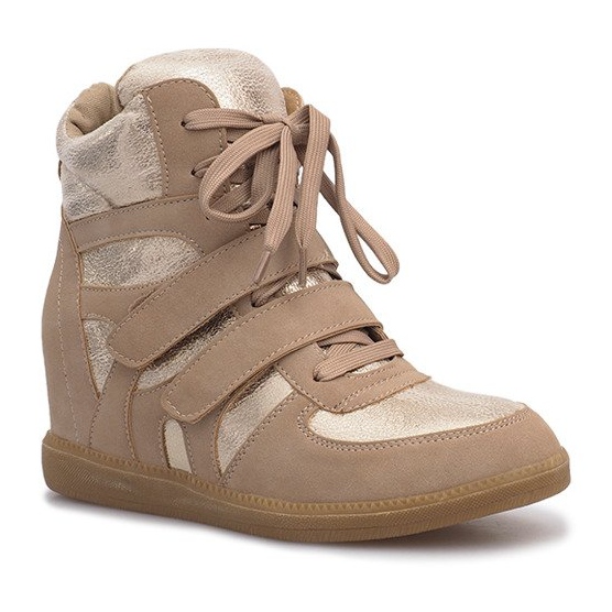 Sneakers con zeppa beige 1628 2