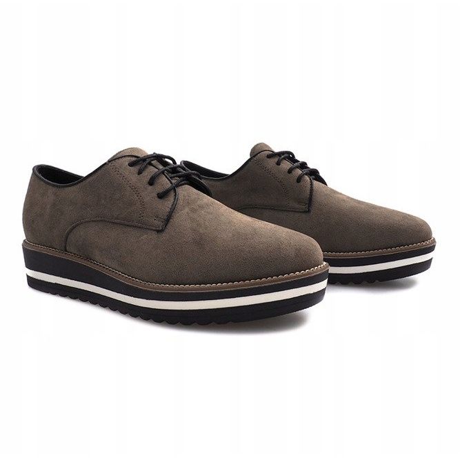 Scarpe stringate verde oliva di Paulette cachi 1