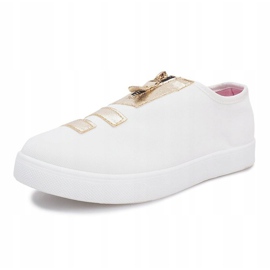 Sneakers bianche con cerniera Simple bianco d'oro 1