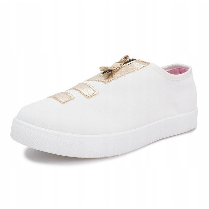 Sneakers bianche con cerniera Simple bianco d'oro 1