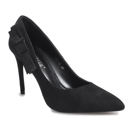 Tacchi alti neri con fiocco bordeaux nero 1