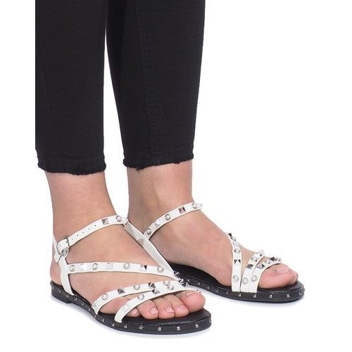 Sandali flat bianchi con borchie Abloom bianca 2