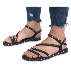 Sandali flat neri con borchie Abloom nero 2
