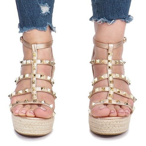Sandali con zeppa champagne Espadrillas Mood d'oro 1