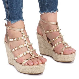 Sandali con zeppa champagne Espadrillas Mood d'oro 2