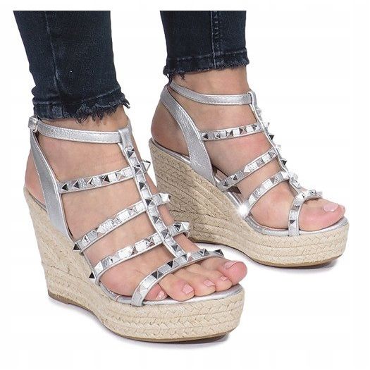 Sandali con zeppa argento Espadrillas Mood grigio 1