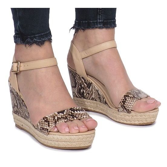 Sandali con zeppa beige Espadrillas Busy 1