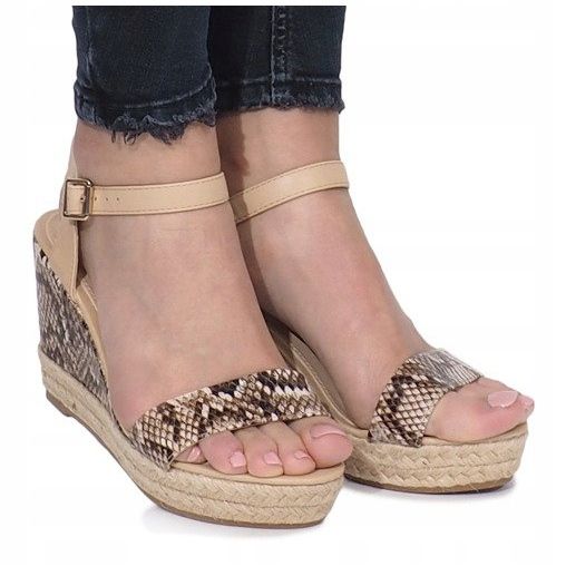 Sandali con zeppa beige Espadrillas Busy 2