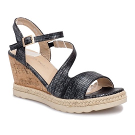 Sandali con zeppa neri di Suede nero 1