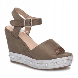 Sandali con zeppa verde da viaggio multicolore 1