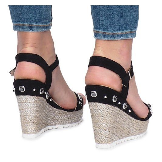 Sandali neri sulla zeppa Glam Shine nero 1