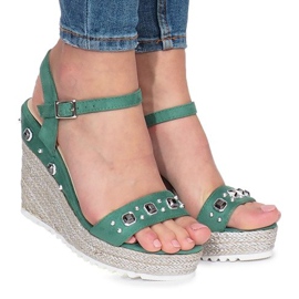 Sandali verdi sulla zeppa Glam Shine verde 1