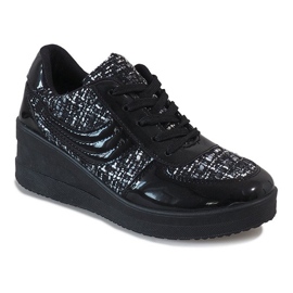 Sneakers nere sulla zeppa BKA-113 nero 1